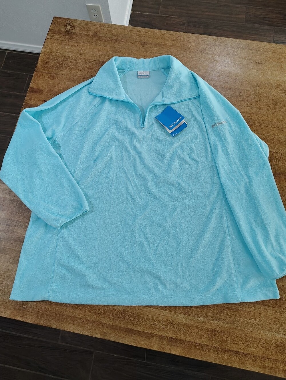 Columbia Aqua Blue Quarter-Zip Fleece Pullover NWT